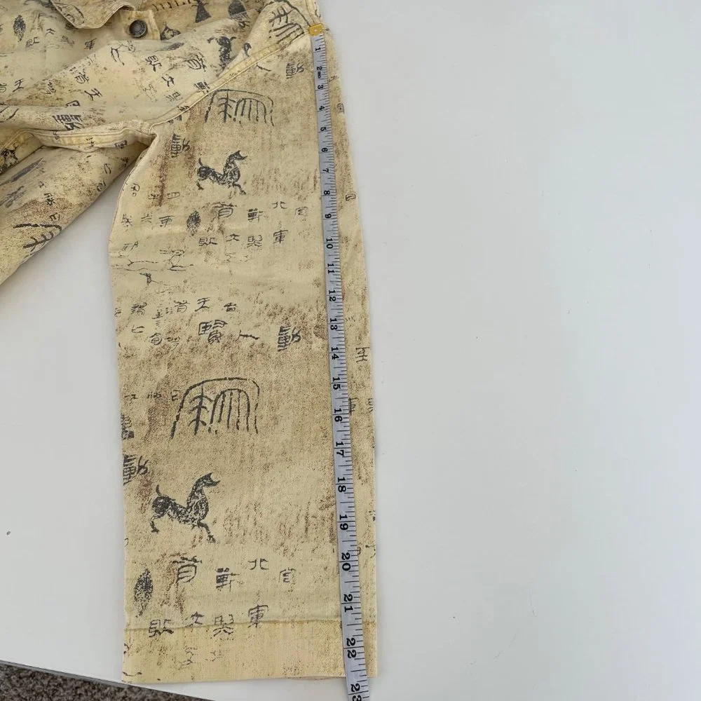 Chico's Yellow Cave Painting Native Design Button Up Light Cotton Jacket - Picture 10 of 13